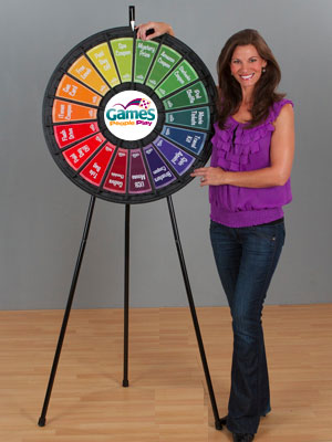 This Prize Wheel can be used as a table or floor game wheel