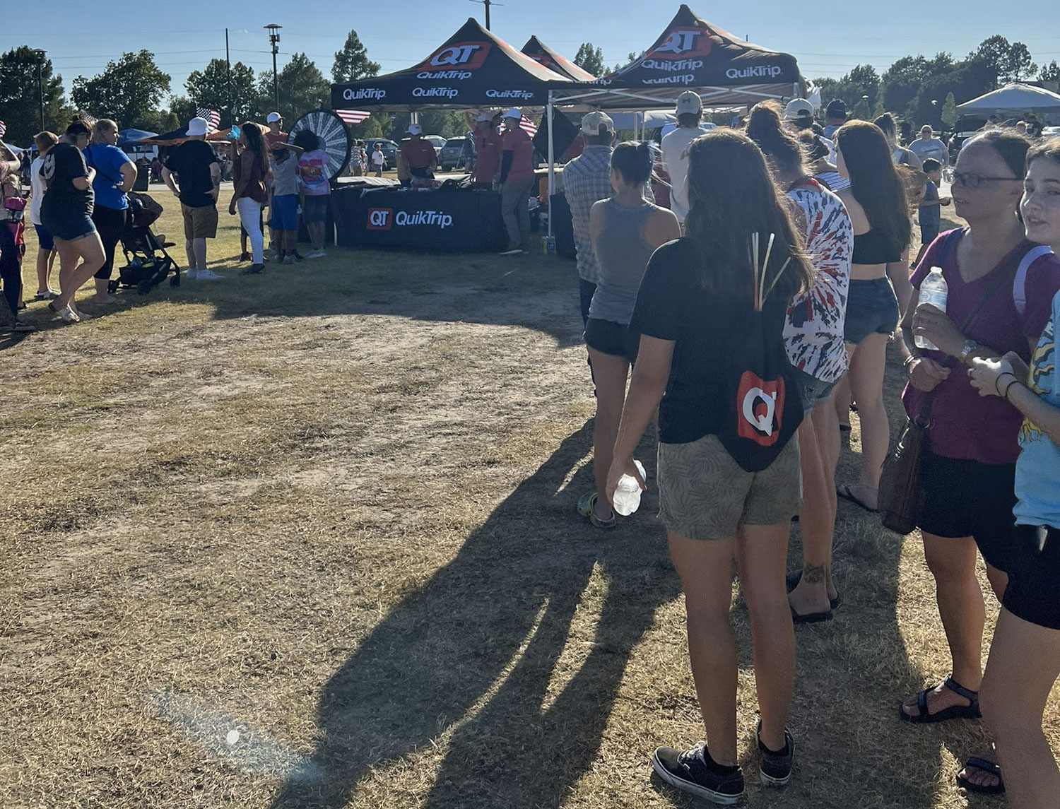 lined up to spin a prize wheel